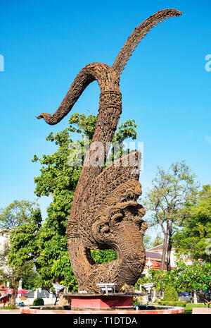 Battambang, Cambodia. Peace monument, made of old weapons in the shape of a Naga. Built to mark the end of violence and war. 03-12-2018 Stock Photo