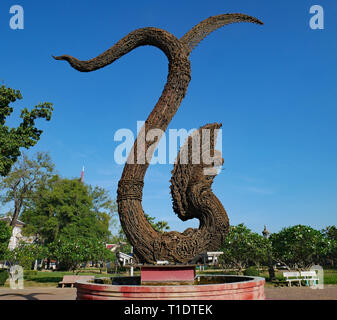Battambang Peace Monument. A sculpture made of decommissioned weapons to mark the end of the civil war and an end to violence. Cambodia 03-12-2018 Stock Photo