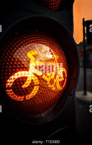 Closeup of individual Bicycle Traffic Lights on London Road Stock Photo