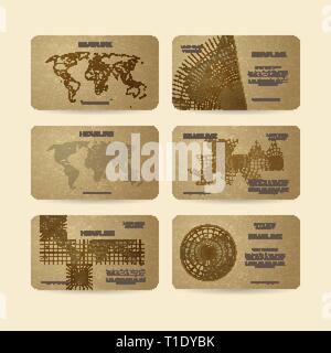 Set of vector banners with world map Stock Vector