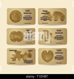 Set of gold vector banners with world map Stock Vector