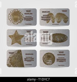 Set of silver vector banners with world map in different projections Stock Vector