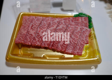 Wagyu Beef bought from Japanese Supermarket, Hokkaido, Japan Stock Photo