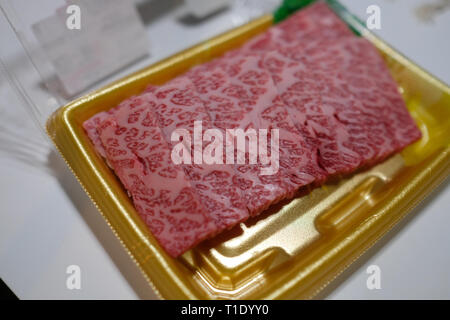 Wagyu Beef bought from Japanese Supermarket, Hokkaido, Japan Stock Photo