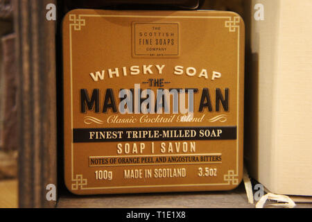 Whisky Cocktail Soaps in a Tin. Scottish Fine Soaps. Stock Photo