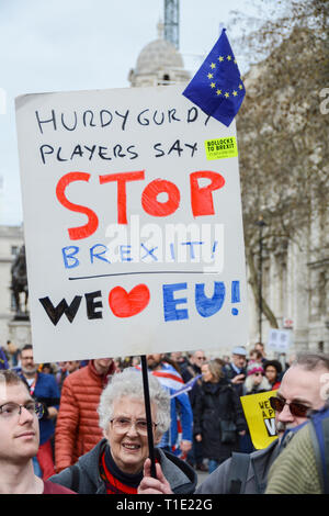 London, England, UK. 23 March 2019.  People's Vote anti Brexit protest march Stock Photo