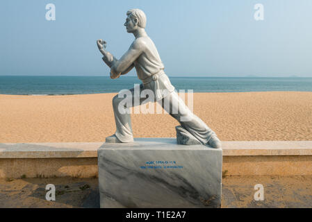 Martial Arts statue on the beach promenade in Quy Nhon, Binh Dinh Province, Vietnam. Ngoc Tran Quyen demonstration. Stock Photo