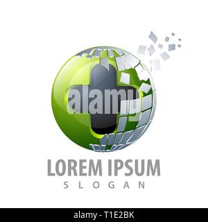 Digital pixel sphere cross concept design. Symbol graphic template element Stock Vector