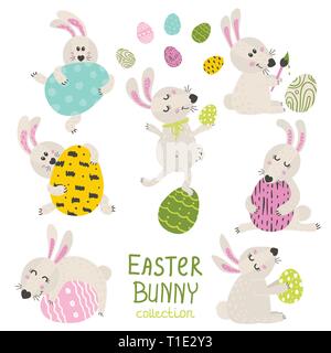 Set of Easter Bunny. Vector illustration for your design Stock Vector