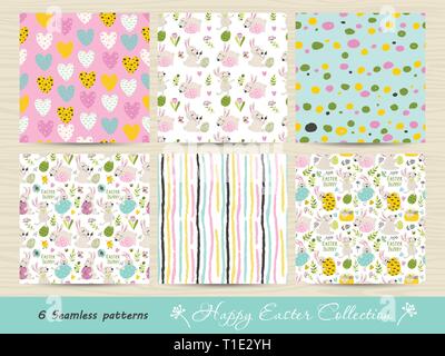 Set of seamless Easter patterns. Vector illustration for your design Stock Vector