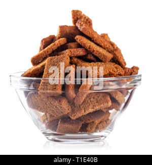 Rye crackers snacks in transparent plate Stock Photo