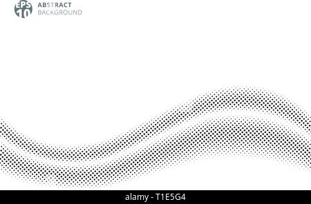 Abstract wave silk satin on white background halftone style for design. dots pattern. Vector illustration Stock Vector