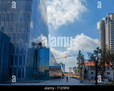 Modern, glass faced High rise buildings in Tel Aviv, Israel Stock Photo