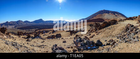 Huge panorama of Teide volcano peak and crater Stock Photo