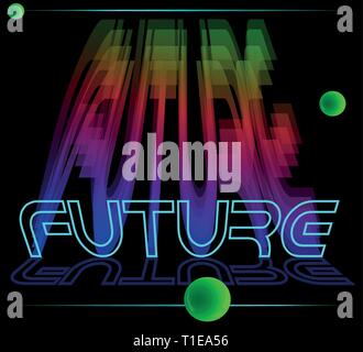 inscription future on a dark background with 3D elements as a logo or background Stock Vector