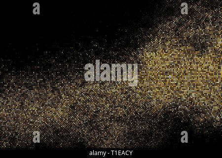 Gold Glitter Halftone Dotted Backdrop. Abstract Circular Retro Pattern. Pop Art Style Background. Golden Explosion Of Confetti. Digitally Generated Im Stock Vector