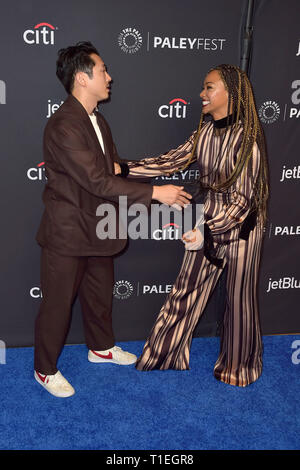 Steven Yeun and Sonequa Martin-Green screen the CBS All Access TV series 'The Twilight Zone' at the 36th Paleyfest in 2019 at the Dolby Theater, Hollywood. Los Angeles, 24.03.2019 | usage worldwide Stock Photo