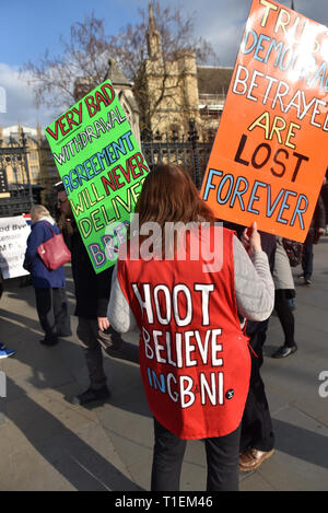 Houses of Parliament, London, UK. 26th Mar, 2019. Various protest groups of people outside the Houses of Parliament protesting for and against Brexit Credit: Matthew Chattle/Alamy Live News Stock Photo