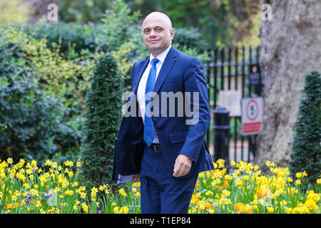 London, UK, UK. 26th Mar, 2019. Sajid Javid - Home Secretary seen arriving at the Downing Street to attend the weekly Cabinet Meeting. Credit: Dinendra Haria/SOPA Images/ZUMA Wire/Alamy Live News Stock Photo