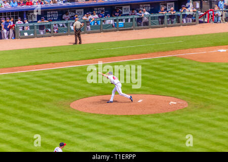 ATLANTA, GEORGIA - September 5, 2018: The Atlanta Braves home opener is on April 1, 2019 against the Chicago Cubs Stock Photo