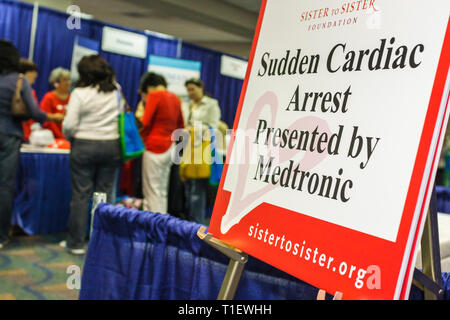 Miami Florida,James L. Knight Center,centre,woman's,woman's,men's Heart Health Fair,Sister to Sister Foundation,heart disease,health,prevention,semina Stock Photo