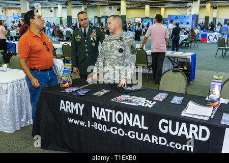 Miami Florida,career,job fair,career,employment,jobless,labor,labour,job seeker,employer,recruiting,economic crisis,booth,stand,Army National Guard,mi Stock Photo