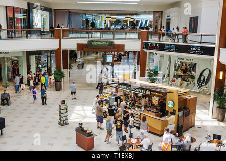 Miami Florida,Aventura Mall stores shoppers shopping fountain enclosed  complex inside interior Stock Photo - Alamy