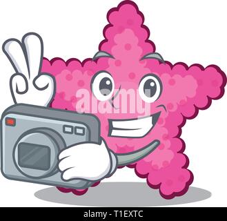 Photographer toy pink starfish the character table vector illustration Stock Vector