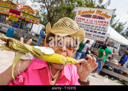 Miami Florida,Kendall,Tropical Park,Miami International Agriculture & Cattle Show,breeding,livestock trade,agri business,food,roasted corn on the cob, Stock Photo