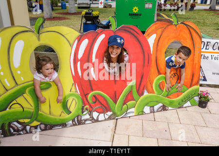 Miami Florida,Kendall,Tropical Park,Miami International Agriculture and Cattle Show,farmers market,farmer's,farmers',wood cutouts,vegetables,pumpkin p Stock Photo