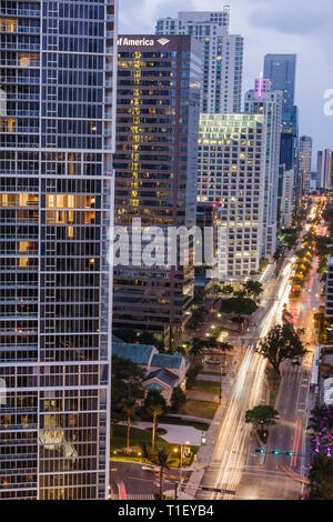 Miami Florida,Brickell Avenue,Financial District,view from Epic,hotel hotels lodging inn motel motels,office building,real estate,buildings,city skyli Stock Photo