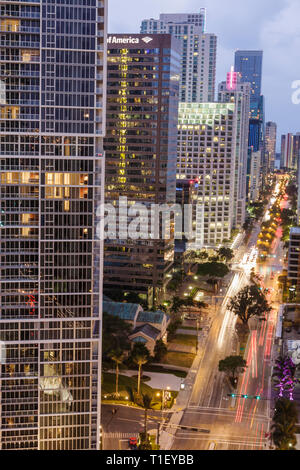 Miami Florida,Brickell Avenue,Financial District,view from Epic,hotel hotels lodging inn motel motels,office building,real estate,buildings,city skyli Stock Photo