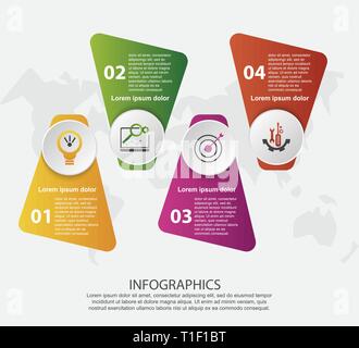 Vector illustration. Four text icons in geometric shape. Clean and ...