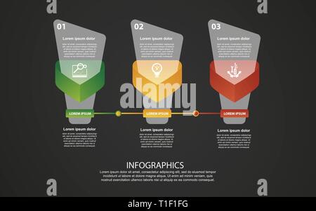 three step infographic workflow element banner for office presentation ...
