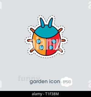 Ladybug flat vector icon outline isolated, garden, eps 10 Stock Vector