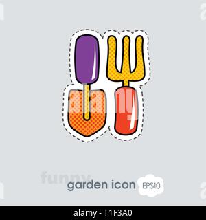 Garden fork, garden shovel, pitchfork, garden tool flat vector icon isolated, eps 10 Stock Vector