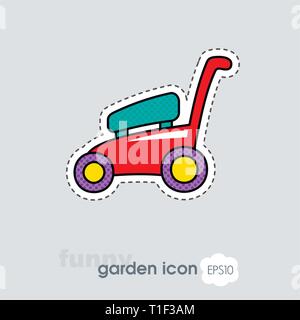 Lawn Mowers flat vector icon outline isolated, garden, eps 10 Stock ...