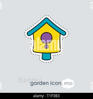 Nesting box, bird-house flat vector icon outline isolated, garden, eps 10 Stock Vector