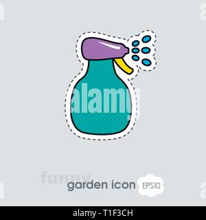 Icon flat of spray bottle with liquid outline isolated, garden, atomizer, pulverizer, sprayer eps 10 Stock Vector