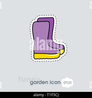 Rubber boots, gumboots, wellies flat vector icon outline isolated, garden, eps 10 Stock Vector