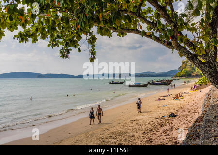 A typical beach scene in Ao Nang in Thailand Stock Photo