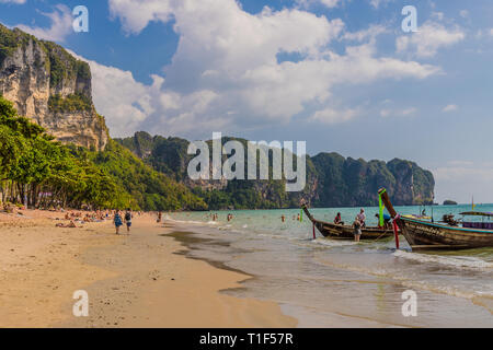 A typical beach scene in Ao Nang in Thailand Stock Photo
