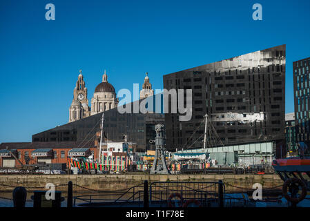 Longitude Building and Liver Building at the albert docks, liverpool Stock Photo