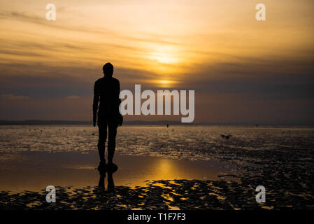 Another Place by Antony Gormley at Crosby Beach, Liverpool Stock Photo