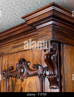 'Wood panelling and floral ceiling mouldings in The Zetter Townhouse in London, England' Stock Photo