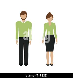 man and woman character with brown hair european isolated on white background vector illustration EPS10 Stock Vector