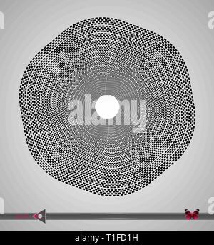 Concentric segments of circles. Hex rotation. Design element on white background. Stock Vector