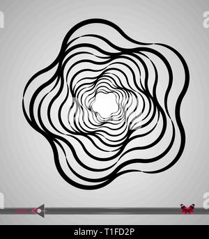 Concentric segments of circles. Hex rotation. Design element on white background. Stock Vector