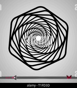 Concentric segments of circles. Hex rotation. Design element on white background. Stock Vector