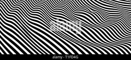 Landscape background. Terrain. Black and white background. Pattern with optical illusion. 3D Vector illustration Stock Vector
